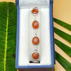 Sterling Silver Natural Sunstone Oval Bezel Bracelet