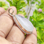 Natural Rainbow Moonstone Gemstone Solid 925 Sterling Silver Pendant Handmade