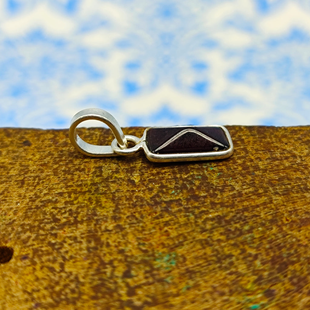 Garnet Rectangle 925 Silver Bezel Dainty Pendant