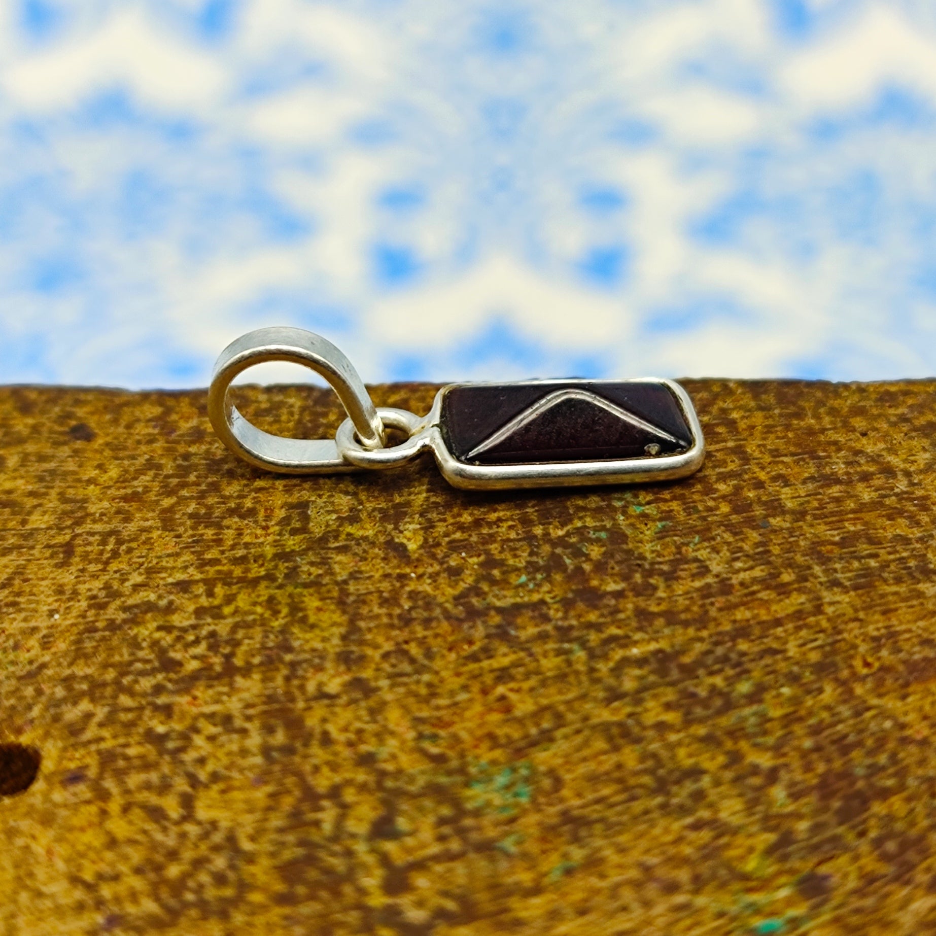 Garnet Rectangle 925 Silver Bezel Dainty Pendant