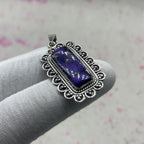 Purple Dahlia Turquoise 925 Sterling Silver Pendant – Bohemian Style Pendant