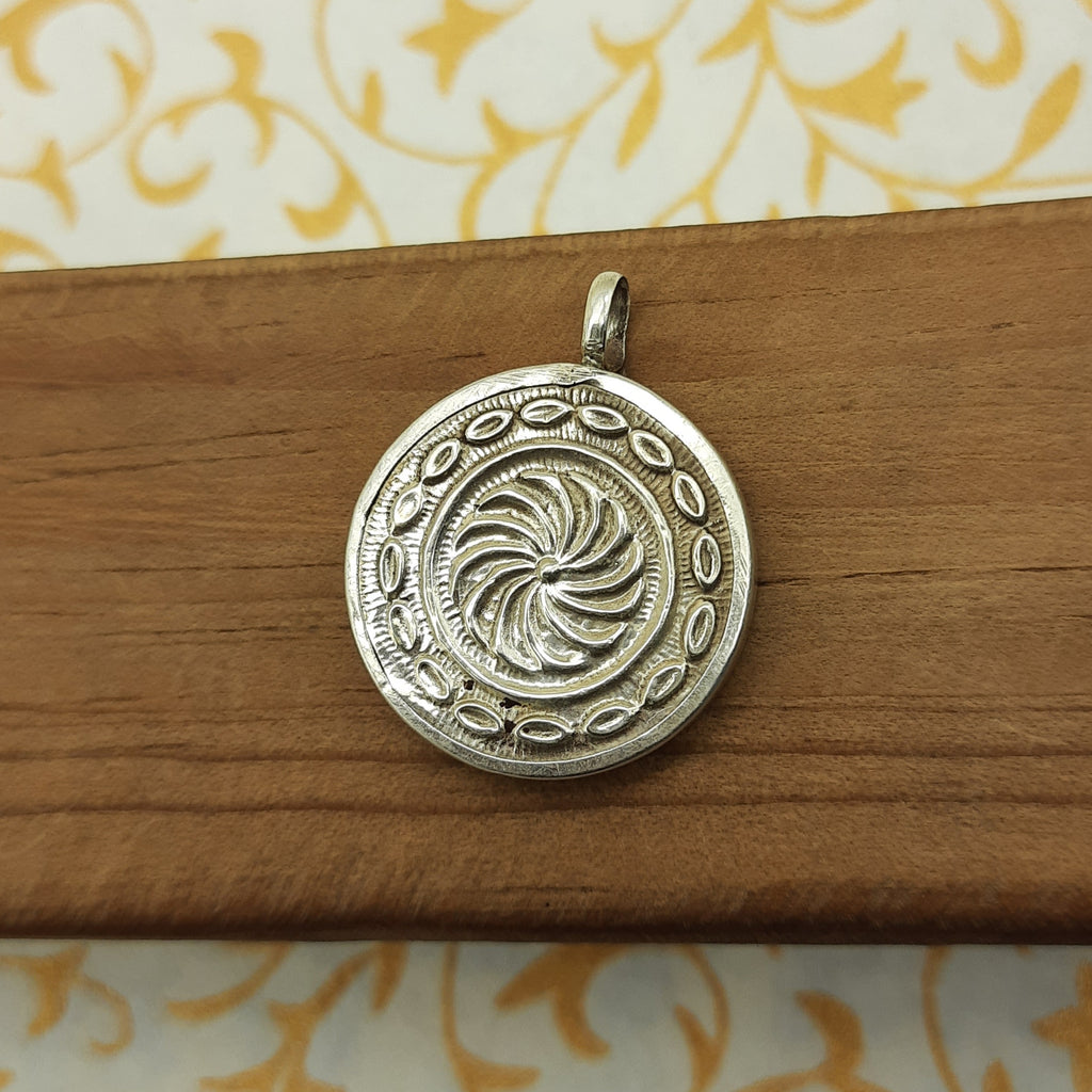 Om Symbol Hand-Painted Pendant in 925 Sterling Silver – Sacred Spiritual Jewelry