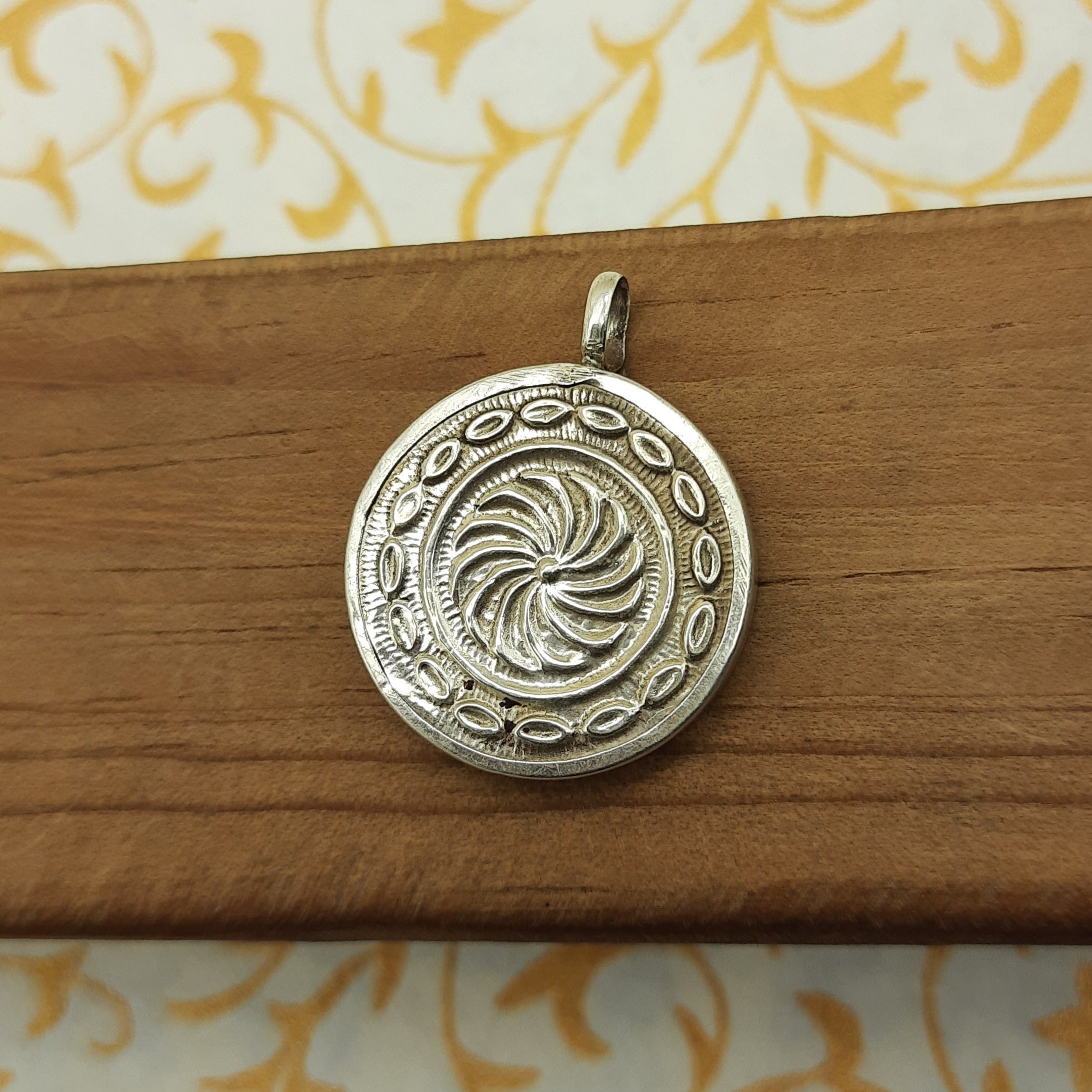 Om Symbol Hand-Painted Pendant in 925 Sterling Silver – Sacred Spiritual Jewelry