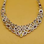 Multi Stone Chunky 925 Silver Necklace Handmade Artisan India