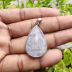 Natural Rainbow Moonstone Gemstone Solid 925 Sterling Silver Pendant Handmade