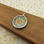 Om Symbol Hand-Painted Pendant in 925 Sterling Silver – Sacred Spiritual Jewelry