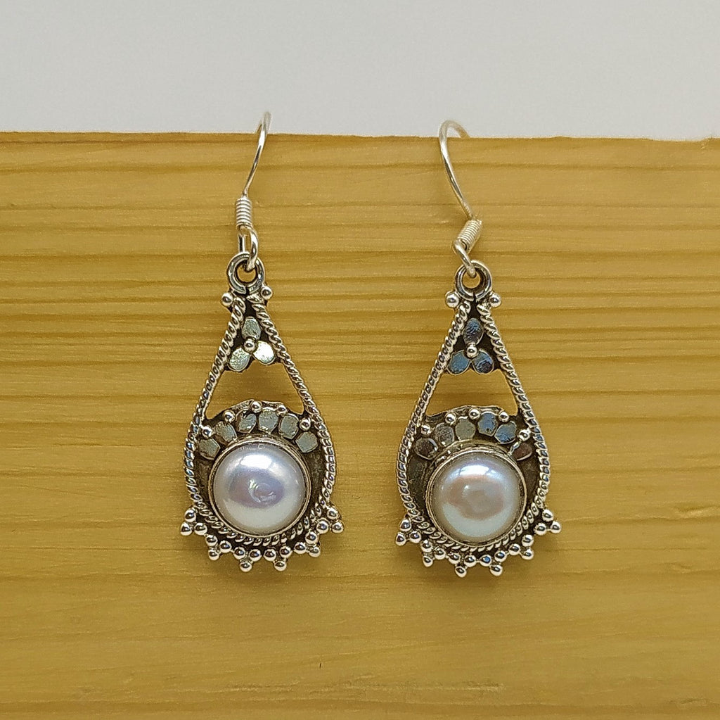 Elegant Pearl Earrings –925 Sterling Silver Design