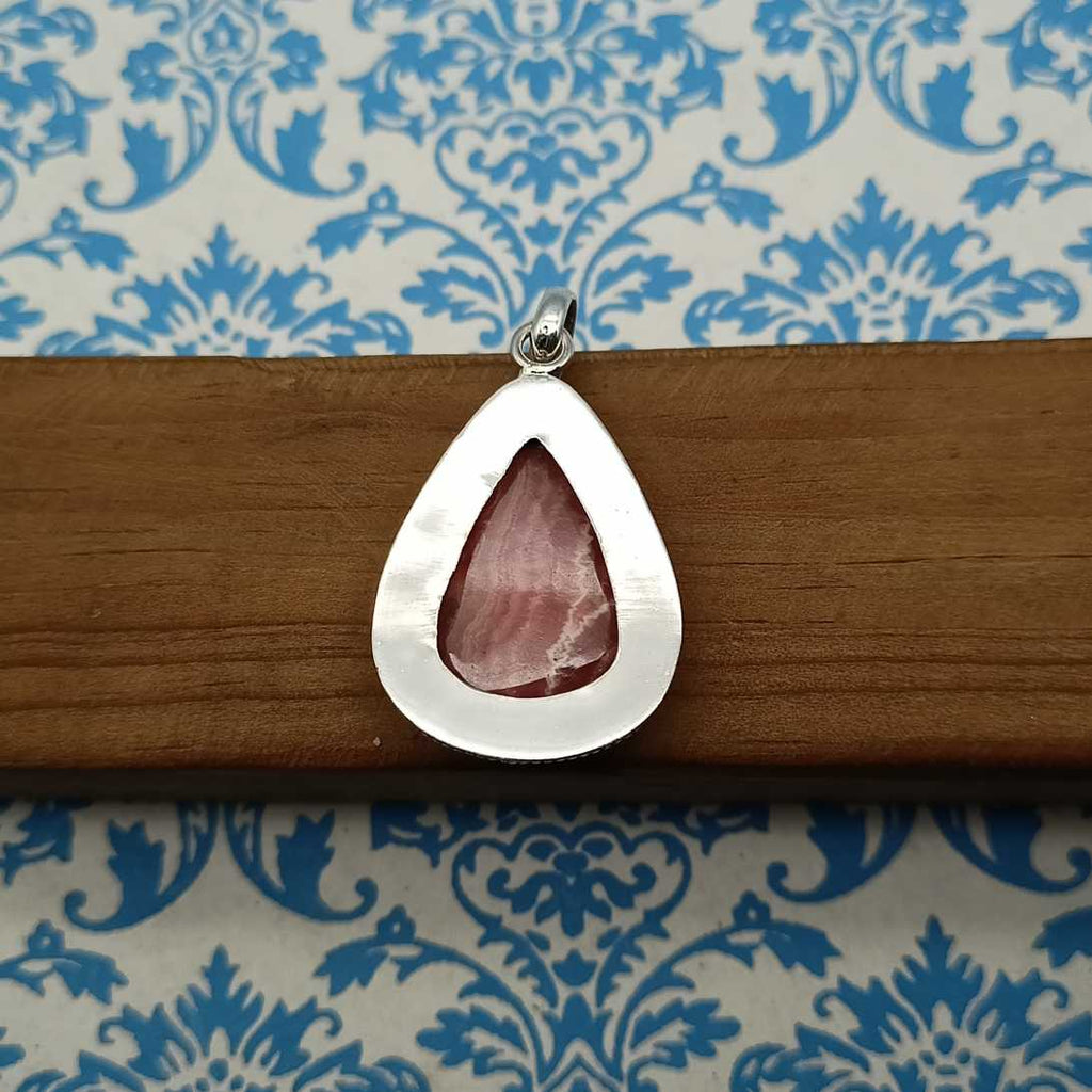 Rhodocrosite Gemstone Pendant – Handmade 925 Silver Spiritual Bohemian Jewelry