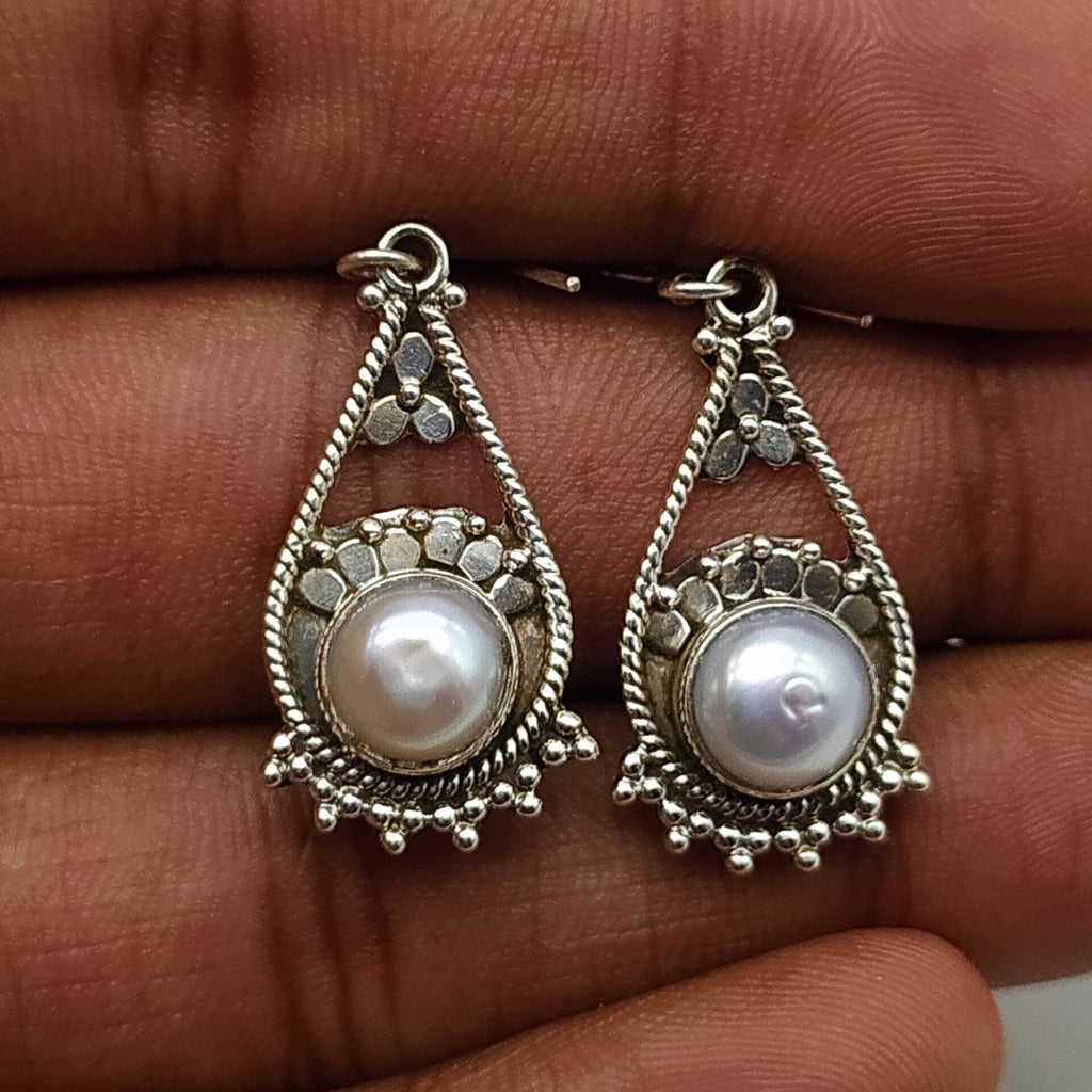 Elegant Pearl Earrings –925 Sterling Silver Design