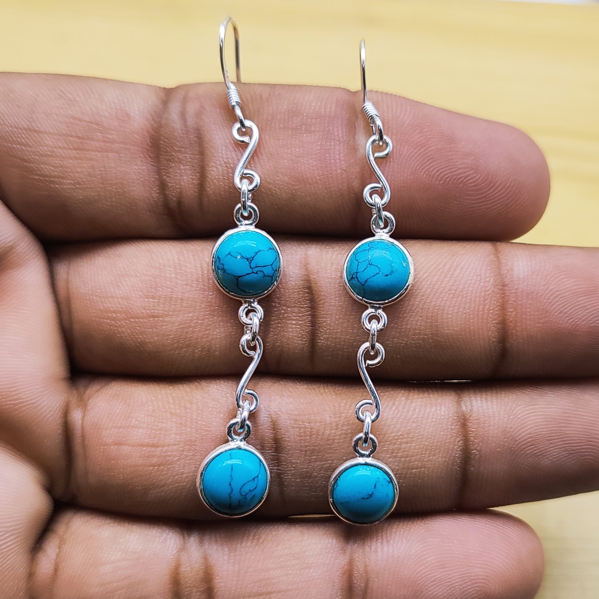 925 Sterling Silver Gemstone Round Earrings – Minimal Handmade Jewelry