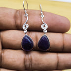 925 Sterling Silver Amethyst Drop Earrings – Minimal Gemstone Dangle