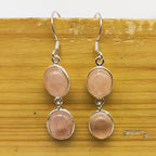 Dainty Rose Quartz Earrings in Sterling Silver – Elegant Everyday Drops