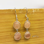 Dainty Rose Quartz Earrings in Sterling Silver – Elegant Everyday Drops