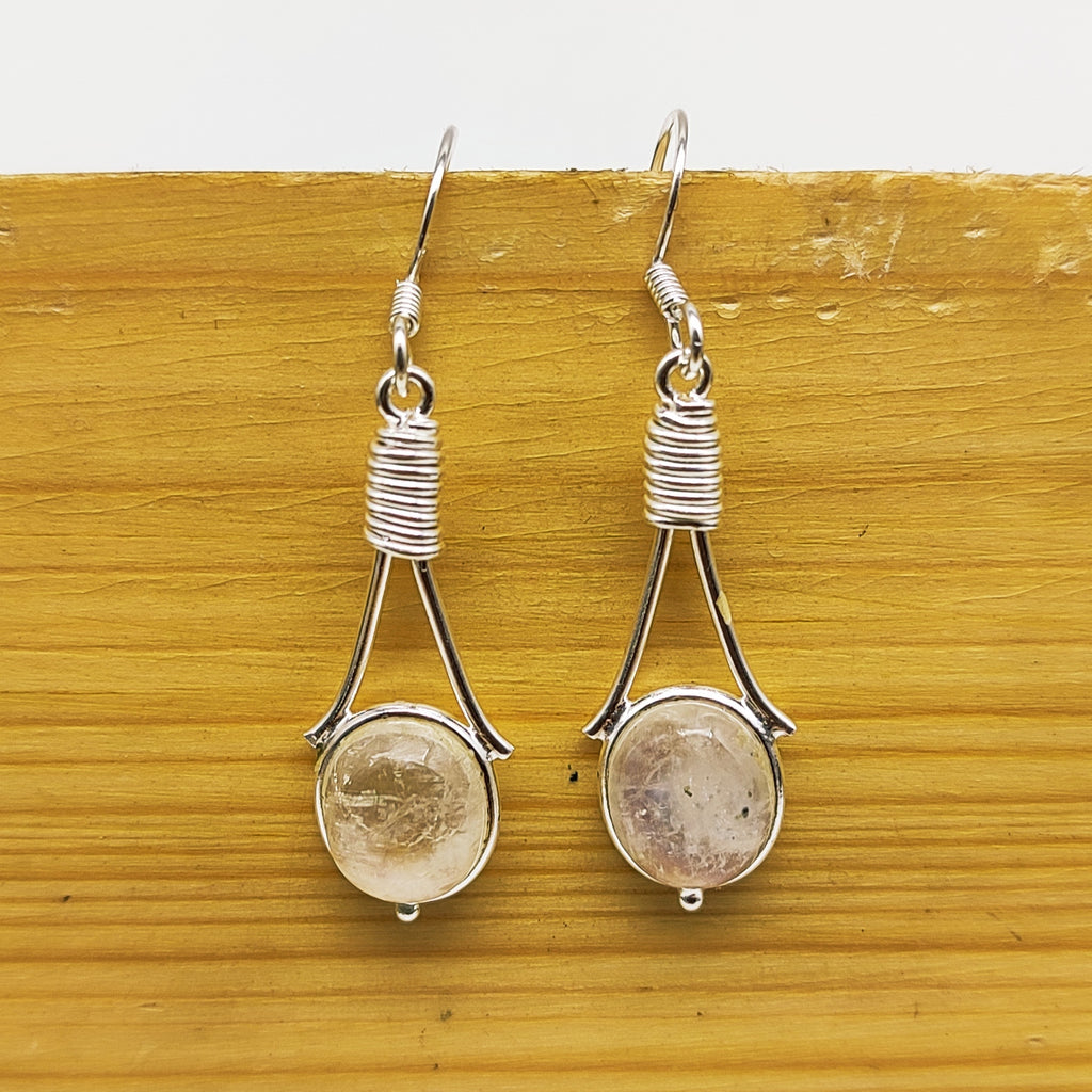Fine Silver Moonstone Earrings – Lightweight Handmade Oval Earrings