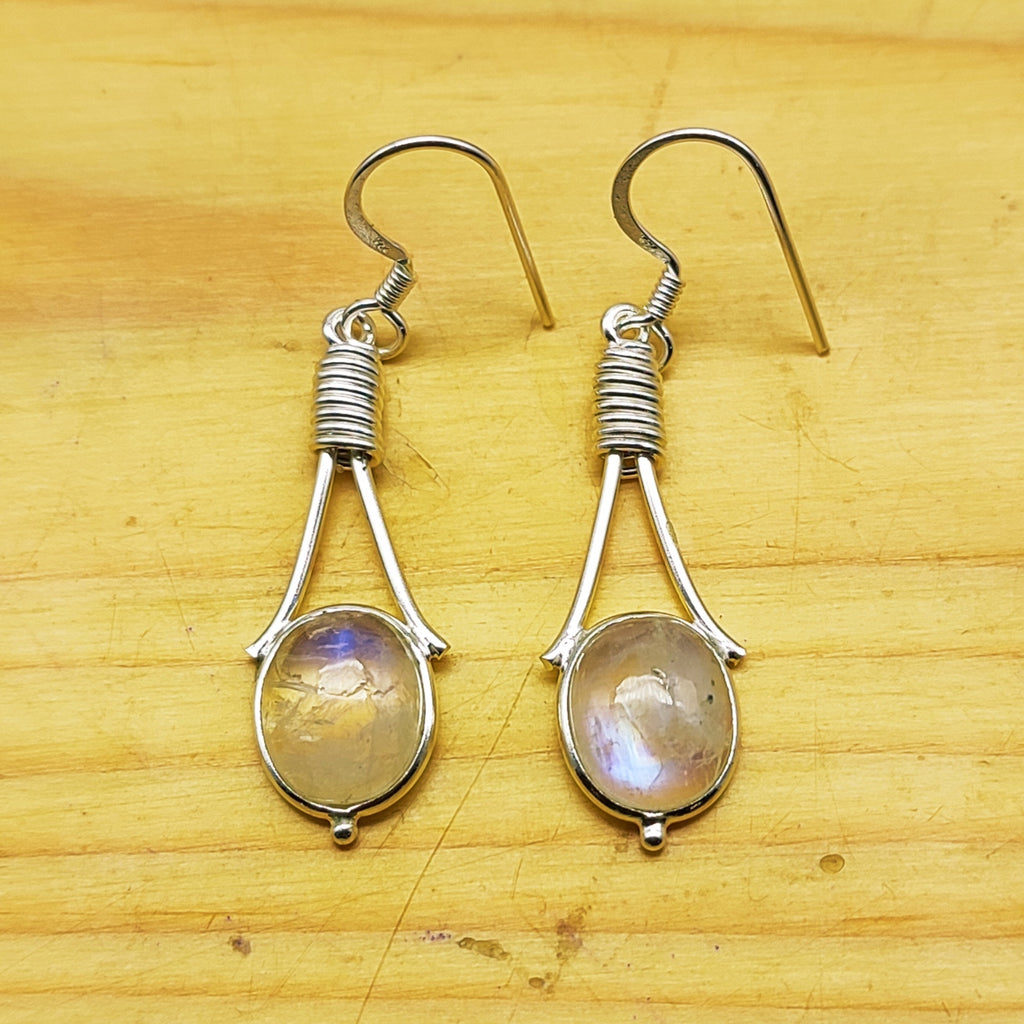Fine Silver Moonstone Earrings – Lightweight Handmade Oval Earrings