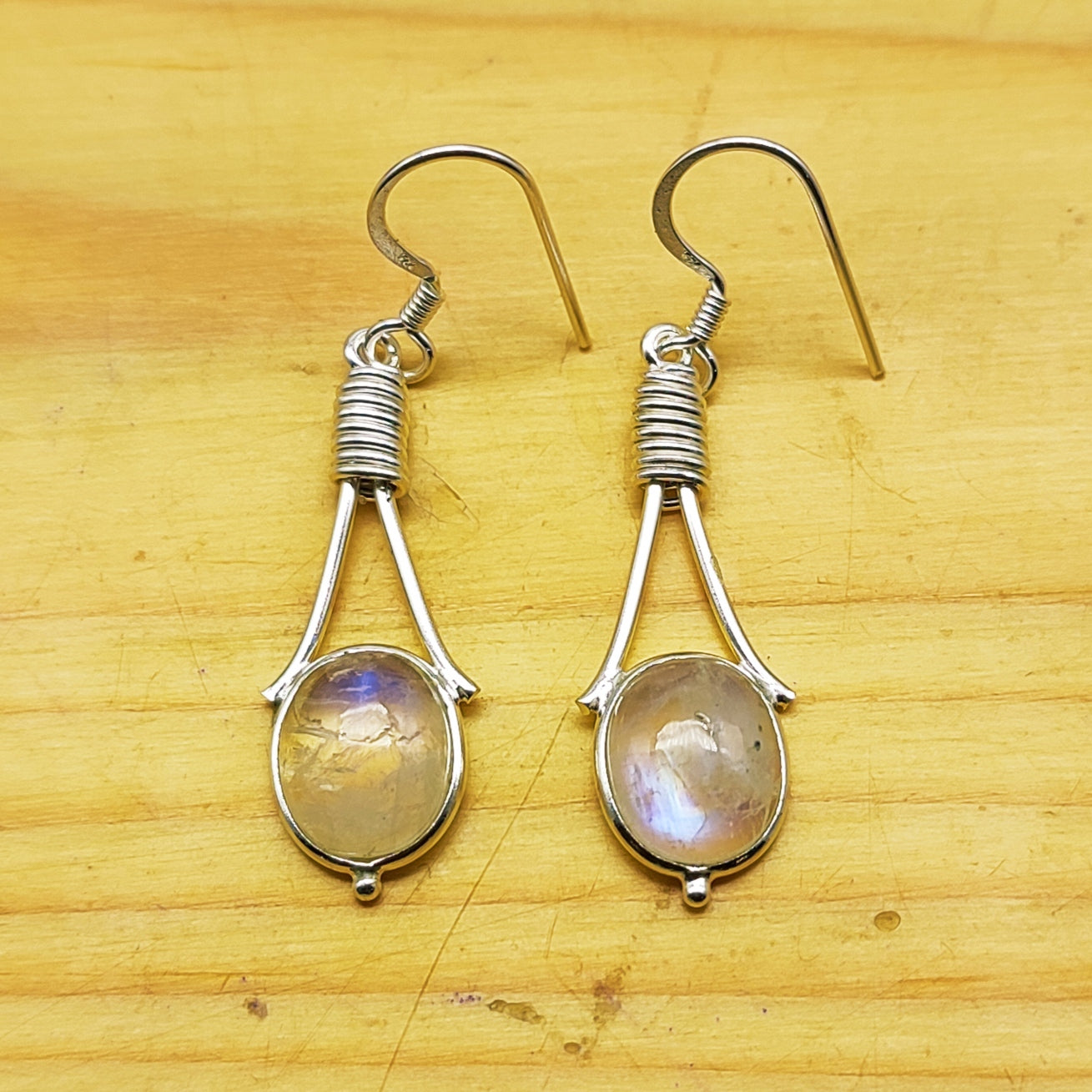 Fine Silver Moonstone Earrings – Lightweight Handmade Oval Earrings
