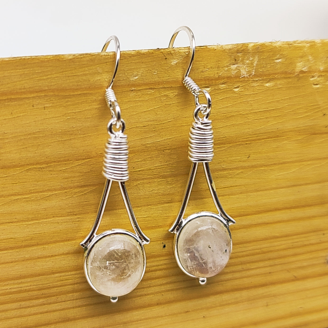 Fine Silver Moonstone Earrings – Lightweight Handmade Oval Earrings