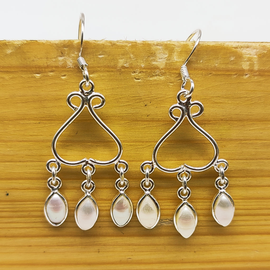 Artisan Pearl Earrings – Small Marquise Stone  Jewelry