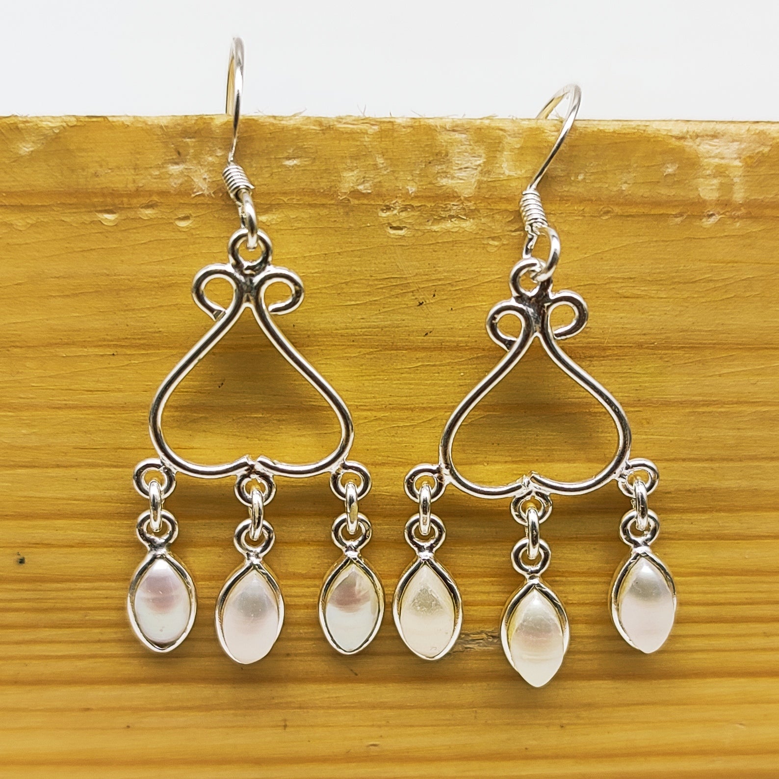 Artisan Pearl Earrings – Small Marquise Stone  Jewelry