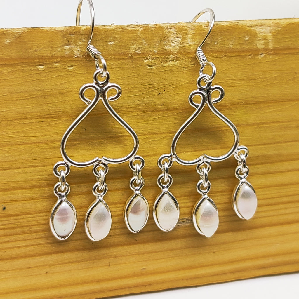 Artisan Pearl Earrings – Small Marquise Stone  Jewelry