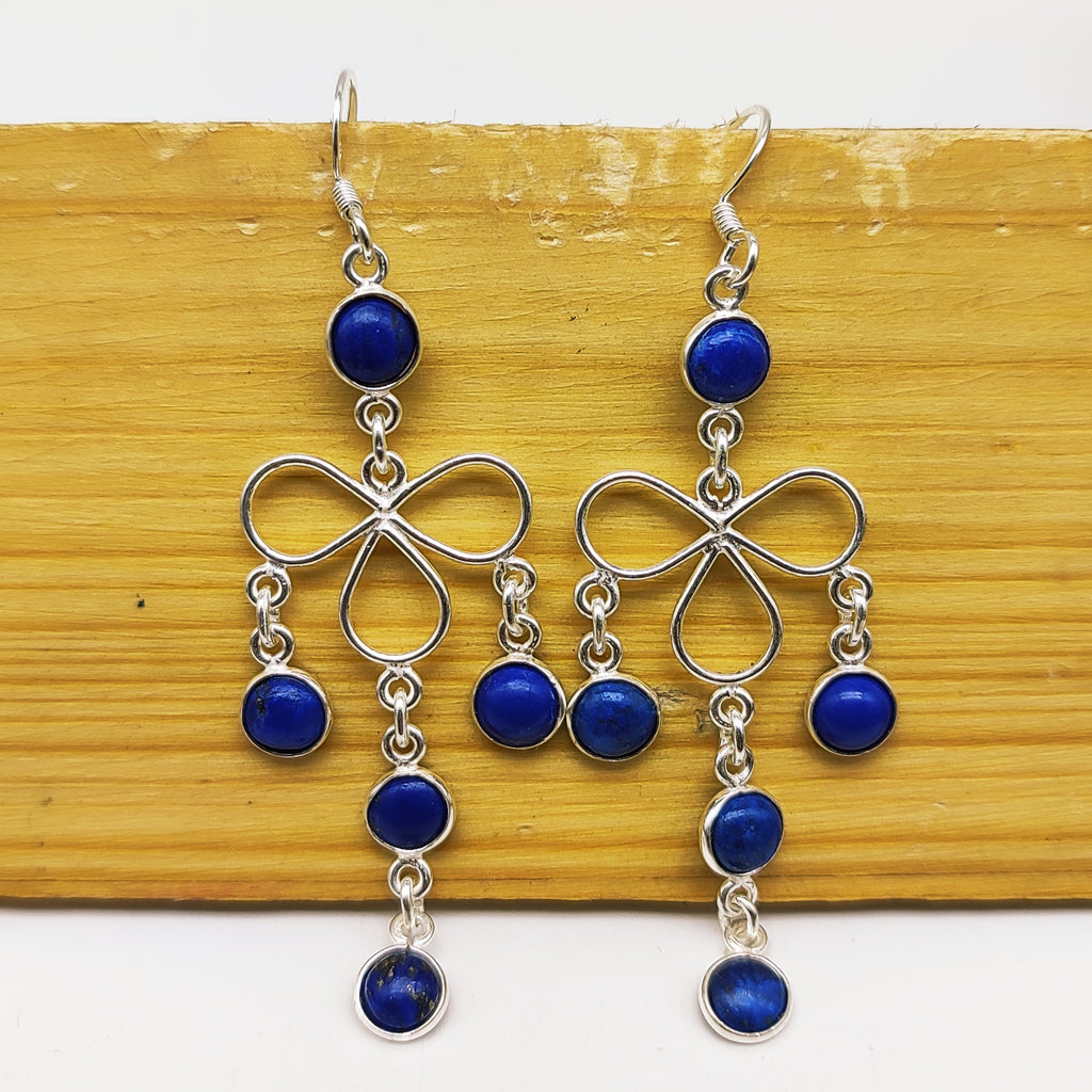 Boho Lapis Lazuli Earrings in 925 Silver – Handmade Gemstone Jewelry