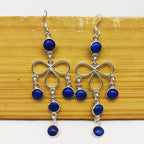 Boho Lapis Lazuli Earrings in 925 Silver – Handmade Gemstone Jewelry