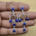Boho Lapis Lazuli Earrings in 925 Silver – Handmade Gemstone Jewelry