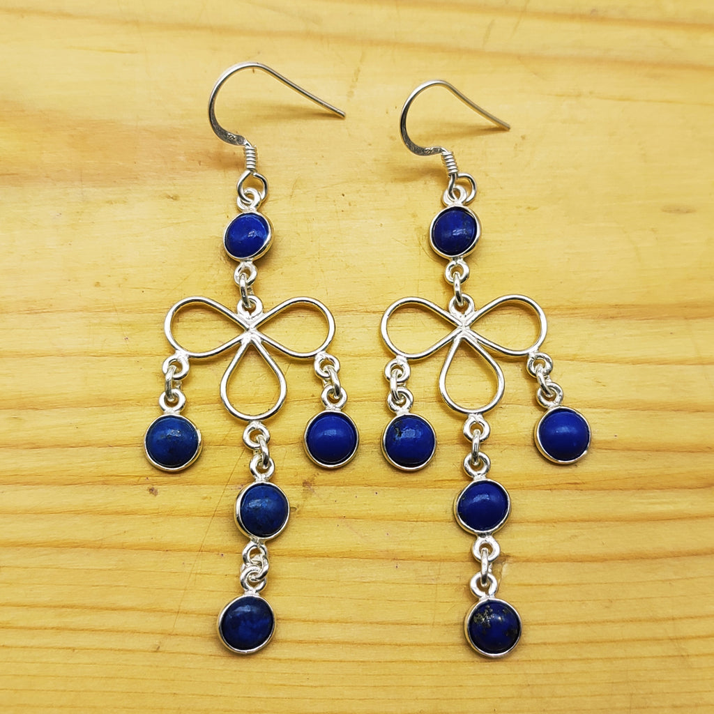 Boho Lapis Lazuli Earrings in 925 Silver – Handmade Gemstone Jewelry