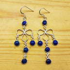 Boho Lapis Lazuli Earrings in 925 Silver – Handmade Gemstone Jewelry