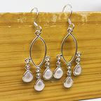 925 Sterling Silver Natural Pear Drop Shape Gemstone Earring