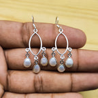 925 Sterling Silver Natural Pear Drop Shape Gemstone Earring
