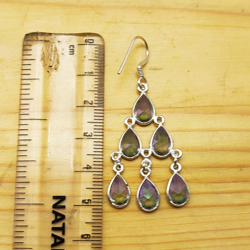 Boho Drop Mystic Topaz Dangle Earrings with 925 Sterlign Silver Detailing
