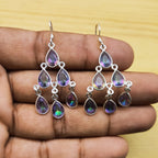 Boho Drop Mystic Topaz Dangle Earrings with 925 Sterlign Silver Detailing