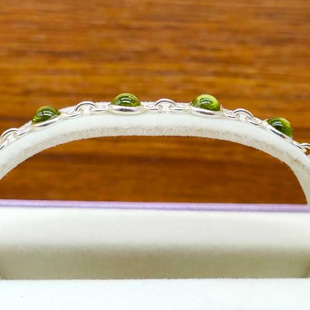 Handmade 925 Sterling Silver Peridot Oval Cabochon Bracelet