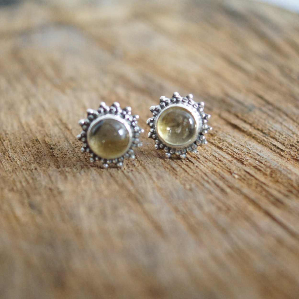 Natural Citrine Gemstone Sterling Silver Studs