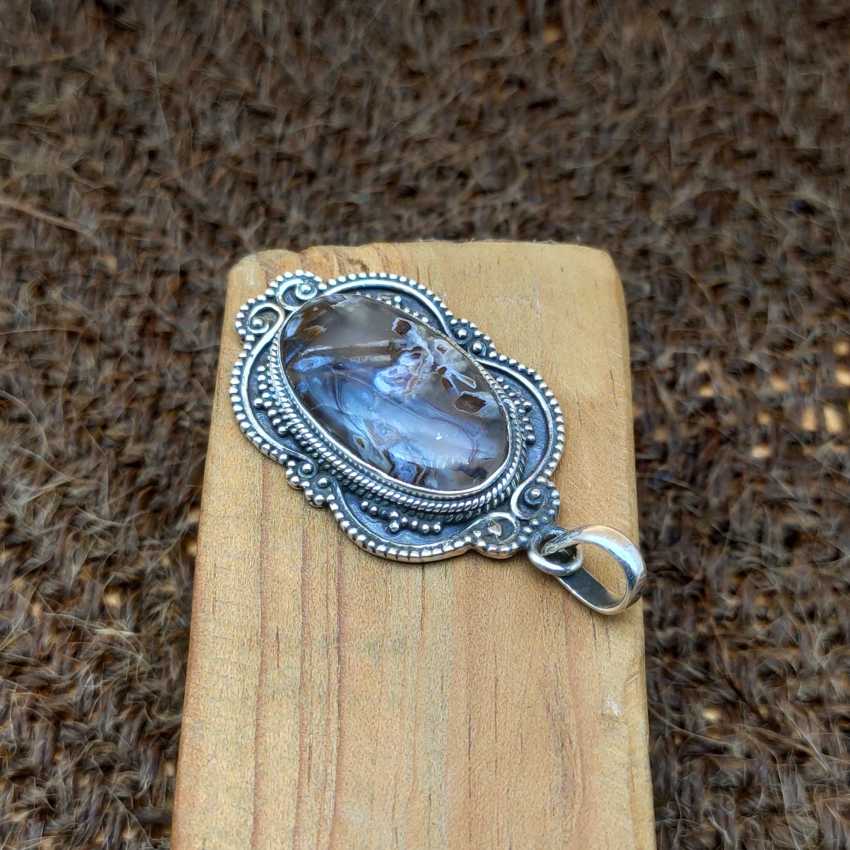 Stick Agate 925 Silver Necklace Handmade Gift