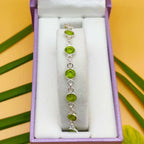 Handmade 925 Sterling Silver Peridot Oval Cabochon Bracelet