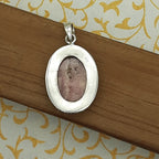 925 Sterling Silver Rhodochrosite Pendant – Natural Gemstone Nepali Artisan Bohemian Jewelry