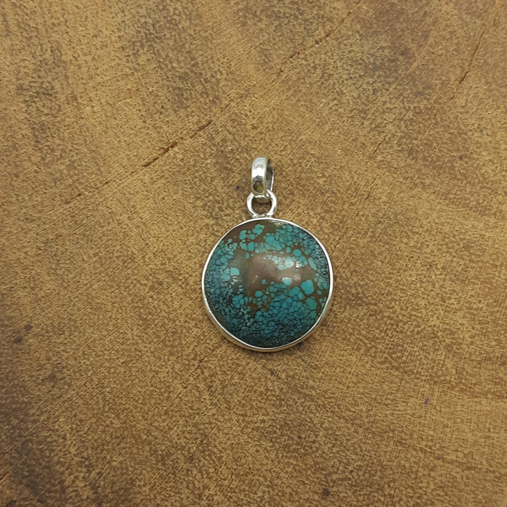 Tibetan Turquoise Cancer Birthstone 925 Silver Pendant