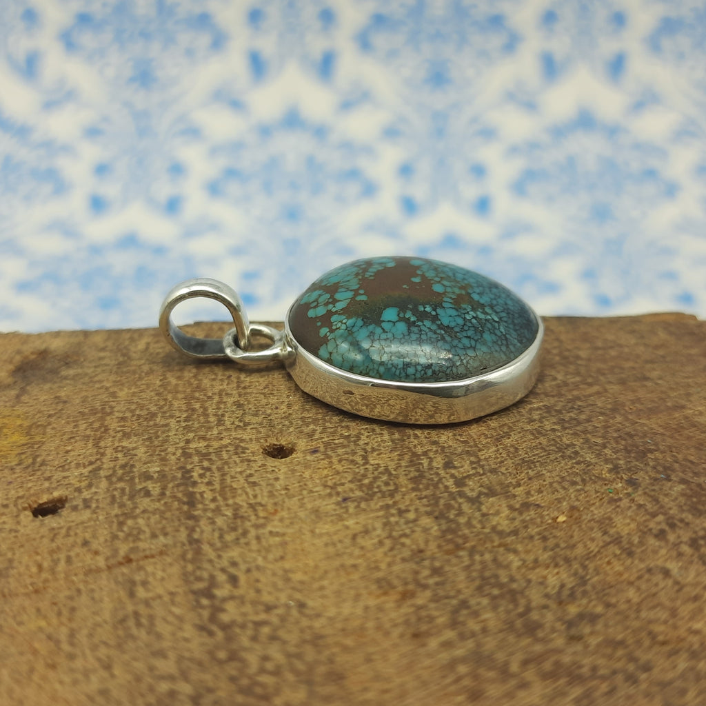 Tibetan Turquoise Cancer Birthstone 925 Silver Pendant