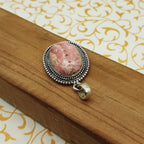 925 Sterling Silver Rhodochrosite Pendant – Natural Gemstone Nepali Artisan Bohemian Jewelry