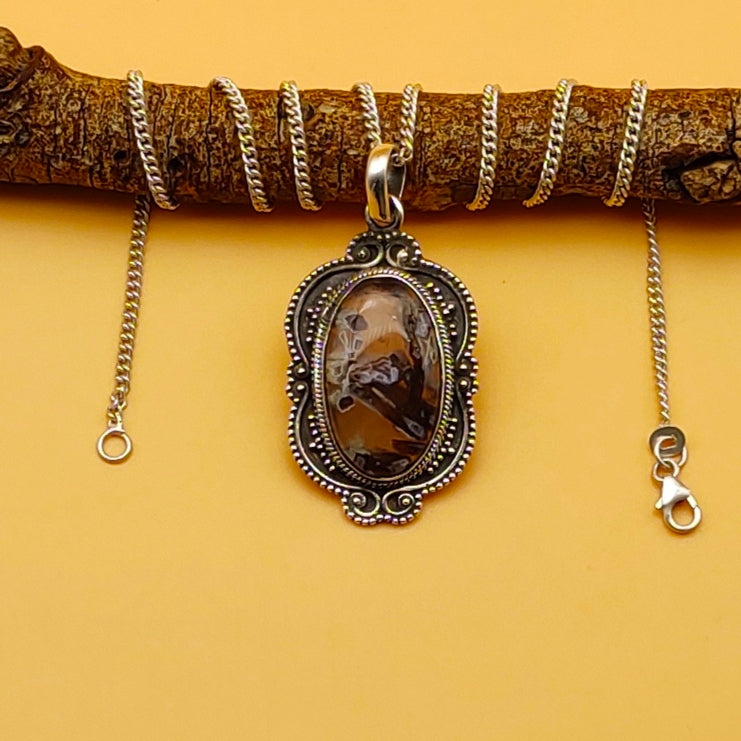 Stick Agate 925 Silver Necklace Handmade Gift