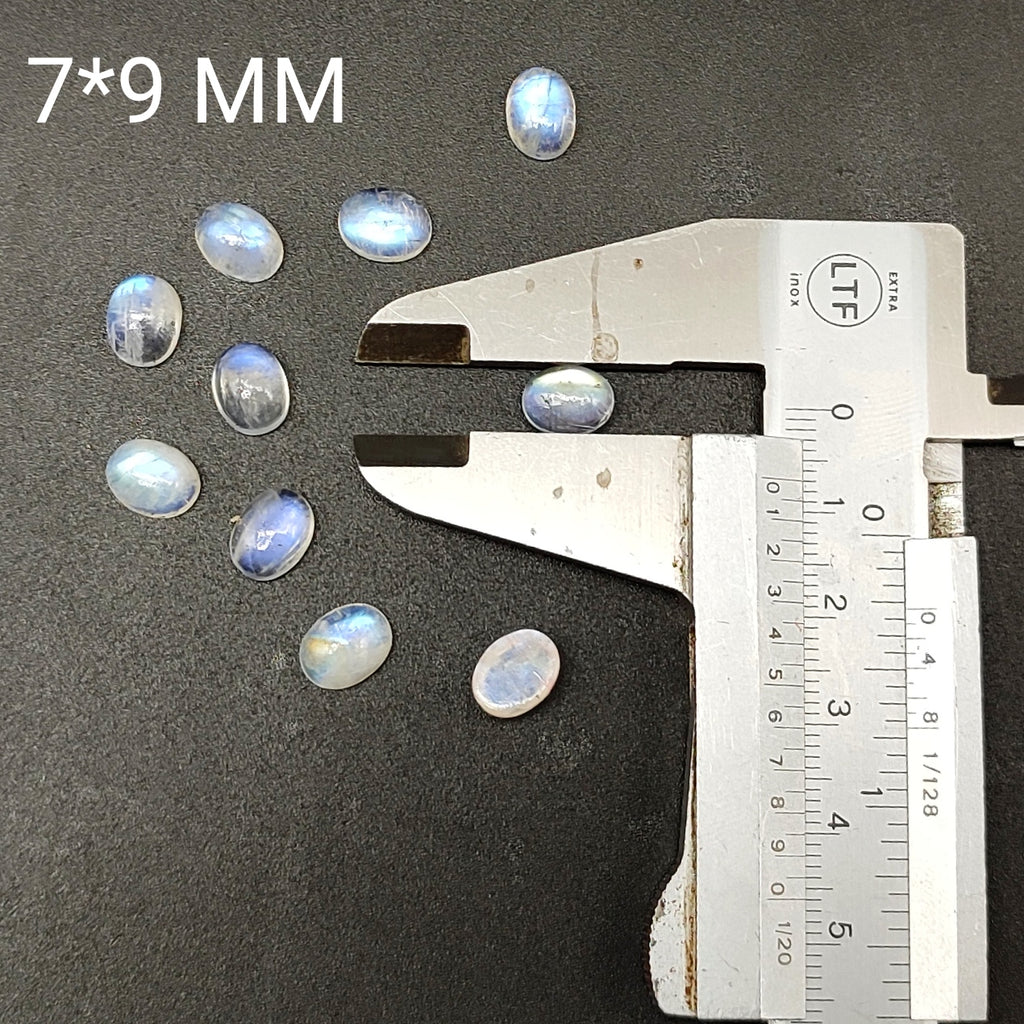 Oval Shape Natural Rainbow Moonstone AAA+ Quality Lot Of 5 PCS