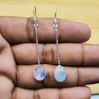 925 Sterling Silver Rose Quartz Cabochon Oval Shape Earring