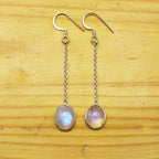 925 Sterling Silver Rose Quartz Cabochon Oval Shape Earring