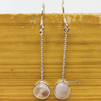 925 Sterling Silver Rose Quartz Cabochon Oval Shape Earring
