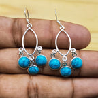 Turquoise Silver Dangle Earrings – Elegant Minimalist Design