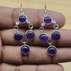 Small Amethyst Gemstone Earrings – Subtle 925 Silver Dangle