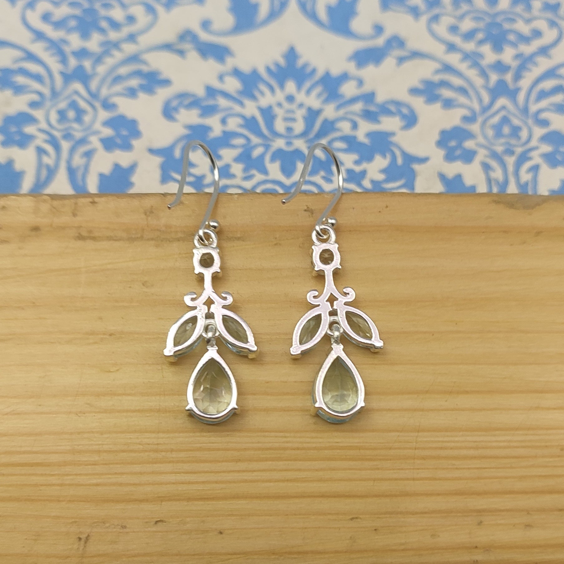 Handmade Blue Topaz Dangle Earrings – Fine Silver Minimal Jewelry