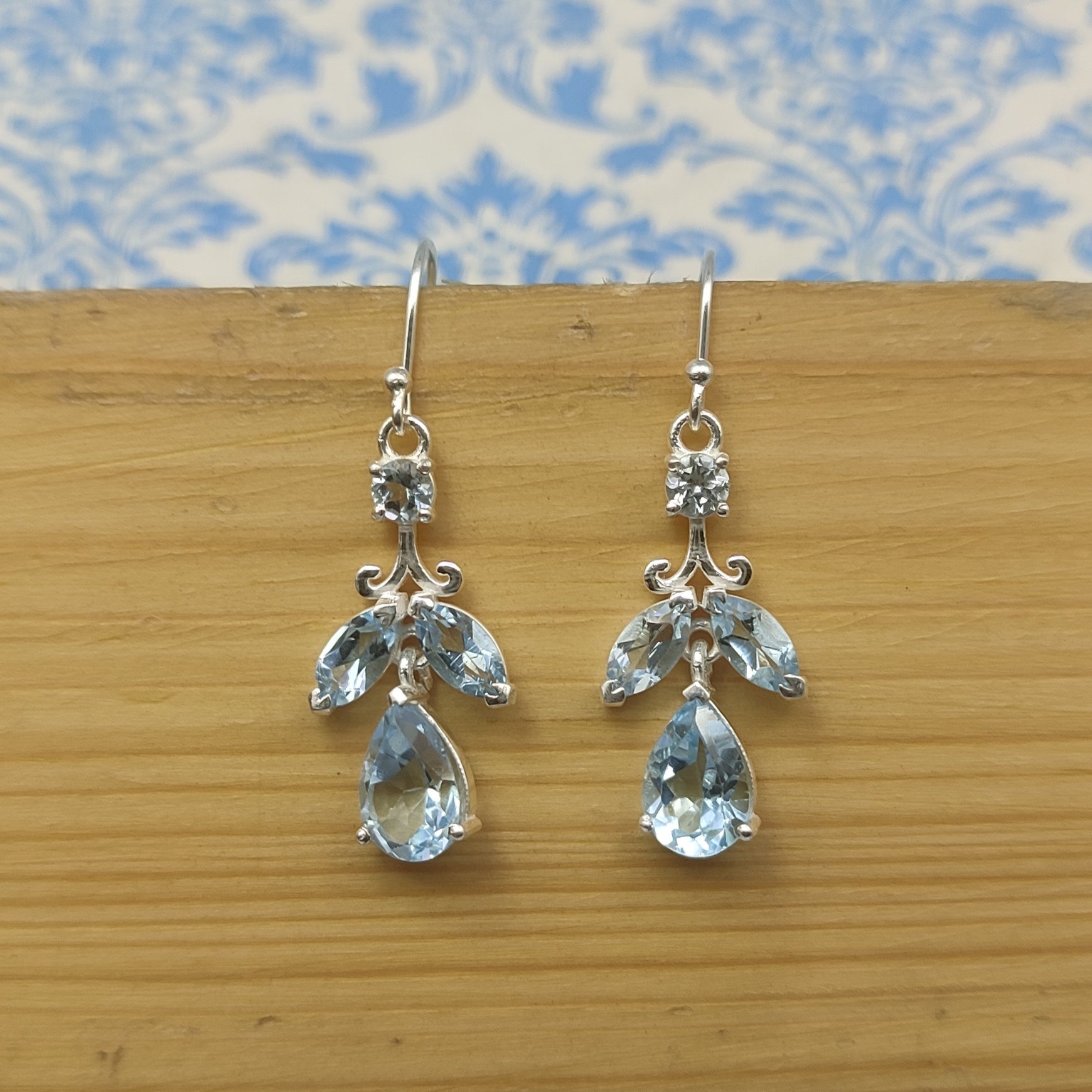 Handmade Blue Topaz Dangle Earrings – Fine Silver Minimal Jewelry